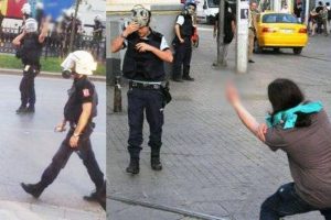 Polisle g&ouml;stericiler "işaret diliyle" anlaştı!