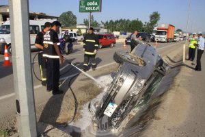 Bursa'da meydana gelen kaza ucuz atlatıldı
