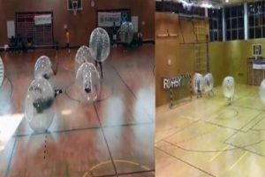 Balon futbolu oynayanların ilgin&ccedil; m&uuml;cadelesi