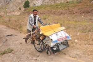 Tekerlekli sandalyede kışlık odun