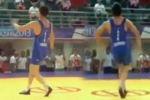Azeri g&uuml;reşciden  zafer dansı
