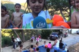 Trakt&ouml;r kasasında gezici havuz
