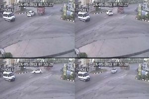 Işık ihlali yapınca otomobile b&ouml;yle &ccedil;arptı