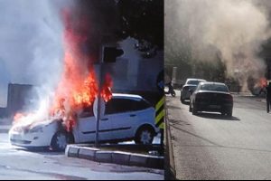Aydın'da otomobil yandı