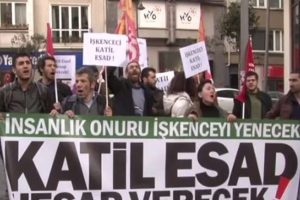 Suriye Konsolosluğu &ouml;n&uuml;nde protesto g&ouml;sterisi