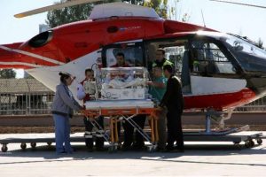 İkizler hava ambulansıyla sevk edildi