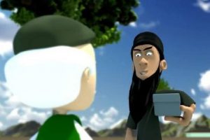 &Ccedil;izgi filmde ayakkabı kutulu mesaj