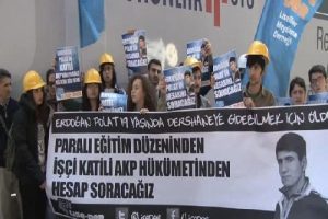 İş&ccedil;i &ouml;l&uuml;m&uuml;ne "kefenli" protesto