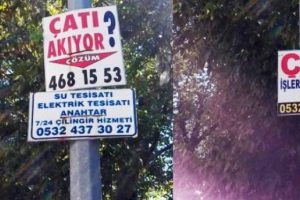 İhsanoğlu'nun ofisinin karşısında g&uuml;ld&uuml;ren ilan
