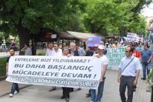 Grev ertelemesine cam iş&ccedil;ilerinden tepki y&uuml;r&uuml;y&uuml;ş&uuml;