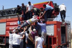 Beli tutuldu inşaatta mahsur kaldı