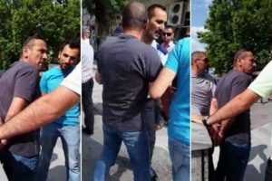 &Ouml;ğretmene eşi ve &ccedil;ocuklarının &ouml;n&uuml;nde sivil polis şiddeti