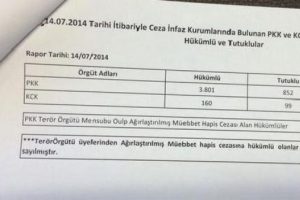 Cezaevlerinde PKK ve KCK'dan 4 bin 912 kişi var