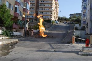 Bursa'da doğalgaz borusu patlayınca...