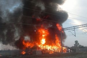 Tren garında korkutan yangın