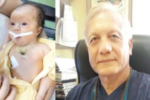 Kalbi dışarıda doğan bebeğe hayat dokunuşu