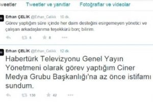 Erhan &Ccedil;elik istifa etti
