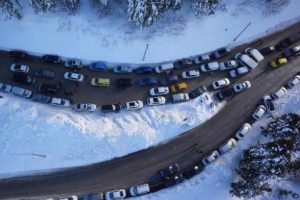 Uludağ'da trafik kargaşası