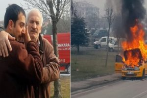 Taksisinin yanışını g&ouml;zyaşları i&ccedil;inde izledi !
