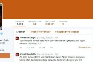 Davutoğlu, mevkidaşını tebrik etti