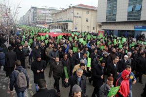 Erzurum "Peygambere Saygı ve Zulme Lanet" i&ccedil;in y&uuml;r&uuml;d&uuml;