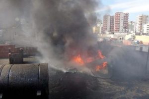 Sigara izmariti yağ tankını tutuşturdu