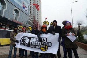 G&uuml;ney Kore'ye biber gazı protestosu