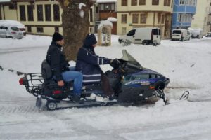 Bursa şehir merkezinde kar motoruyla safari