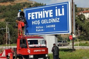 Fethiye'ye il tabelası