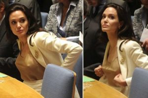 Angelina Jolie'nin s&ouml;yledikleri değil g&ouml;ğ&uuml;sleri konuşuldu...