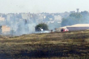 Mayınlı alanda korkutan yangın