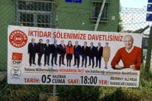 Muharrem İnce'nin pankartları &ccedil;alındı