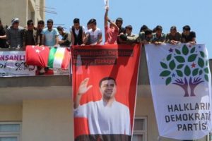 Şırnak'ta HDP'liler se&ccedil;im kutlamasında T&uuml;rk bayrağı astı