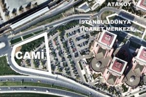 D&uuml;nya Ticaret Merkezi'nin otoparkına cami