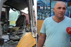 Okmeydanı'nda iş makinesini yaktılar!