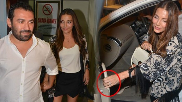 Burcu Kara ile sevgilisi Fırat Doğu Parlak y&uuml;z&uuml;kleri taktı..