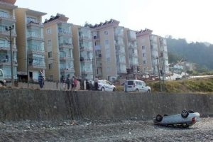 Park halindeki ara&ccedil; deniz kenarına u&ccedil;tu