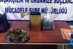Sarmalık yapraklar arasında esrar sevkiyatı