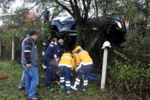 Bartın'da devrilen otomobilin s&uuml;r&uuml;c&uuml;s&uuml; yaralandı