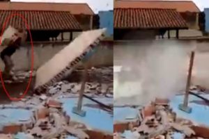 &Uuml;zerine duvar yıkıldı