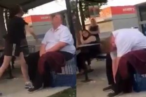 Ge&ccedil; kız engelli adamı yumruklayarak bayılttı