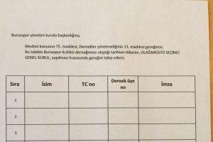 Bursaspor'da kongre i&ccedil;in imza kampanyası başlatılıyor
