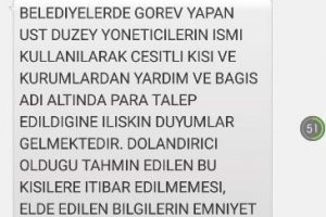 Bursa B&uuml;y&uuml;kşehir Belediyesi'nden dolandırıcılık uyarısı