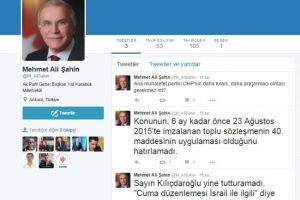 Mehmet Ali Şahin ilk tweetini attı