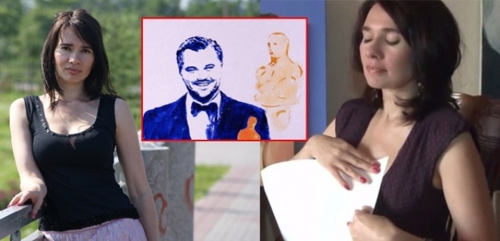 G&ouml;ğ&uuml;sleriyle resmini yaptı!