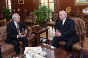 Kılı&ccedil;daroğlu, Meclis Başkanı İsmail Kahraman ile g&ouml;r&uuml;şmeye başladı