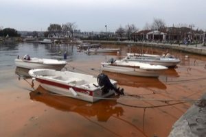 İstanbul Silivri'de deniz kızıla b&uuml;r&uuml;nd&uuml;