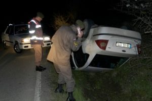 Şarampole girip ters takla attı, burnu bile kanamadı!