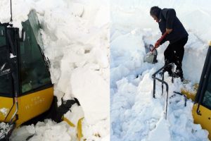 İş makinesi operat&ouml;r&uuml; &ccedil;ığ altında kaldı