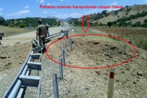 Karayoluna tuzaklanan 200 kilo patlayıcı imha edildi